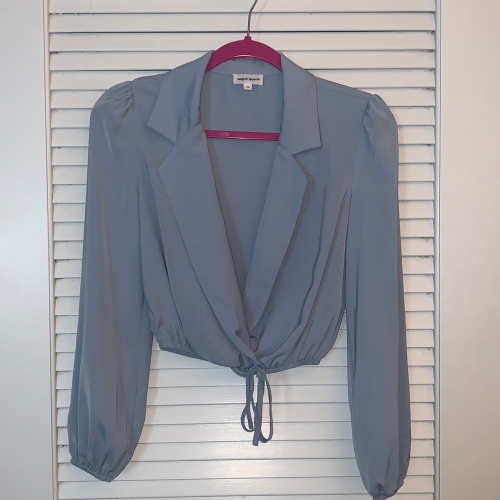 Revolve superdown baby blue crop top size XS.